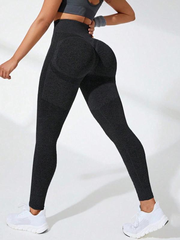 Women's Solid High Waist Sports Leggings, High Stretch Yoga Leggings, Yoga Pants, Ladies Sportswear for Indoor Outdoor Wear