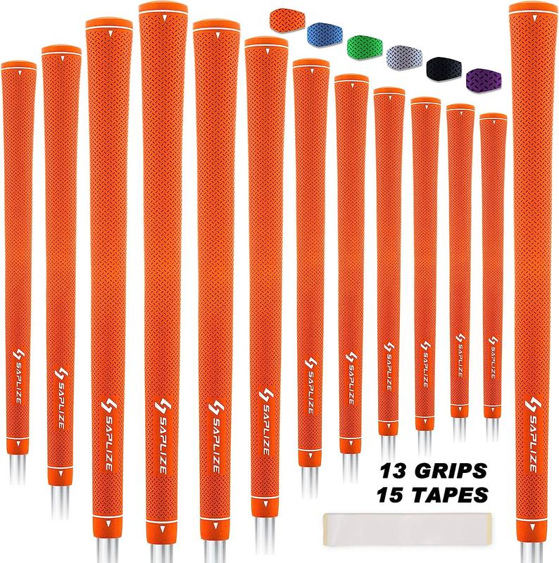 SAPLIZE CC02 Rubber Golf Grips, Options of Upgrade kit(13 Grips with 15 Tapes) or Deluxe Kit(13 Grips with Solvent kit) 6 Pure Colors Available, Standard Midsize Anti-Slip Rubber Golf Club Grips