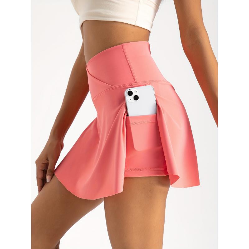 2-in-1 Quick-Dry Women's High-Waist Athletic Skirt Shorts, Tennis Skort with Pockets for Yoga Gym Running Sports Fitness Activewear