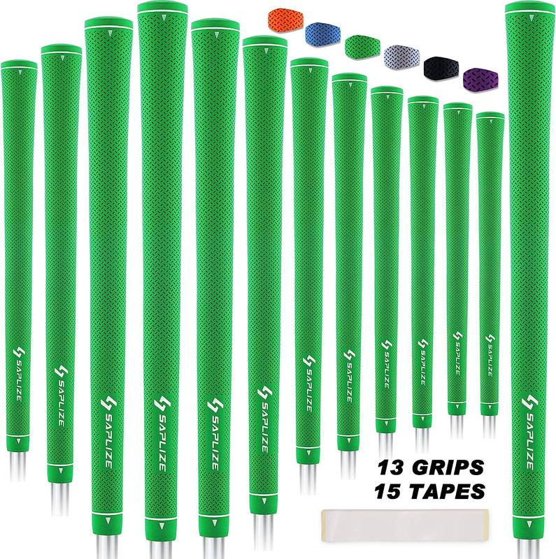 SAPLIZE CC02 Rubber Golf Grips, Options of Upgrade kit(13 Grips with 15 Tapes) or Deluxe Kit(13 Grips with Solvent kit) 6 Pure Colors Available, Standard Midsize Anti-Slip Rubber Golf Club Grips