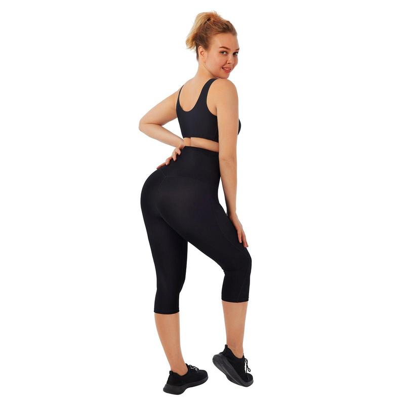 FeelinGirl Capri Leggings with Pockets for Women  Corset  Tummy Control Athletic Pants Casual Comfort Shapewear Sporty Womenswear