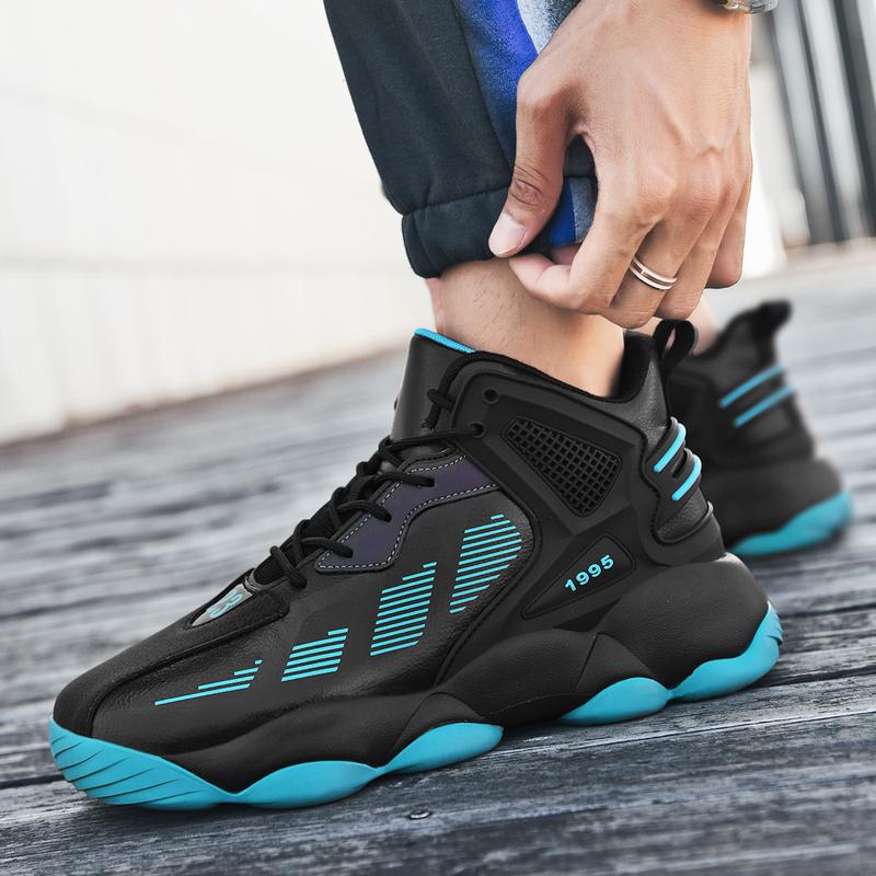 Men's basketball shoes non-slip cushioned sports shoes breathable wear-resistant leather