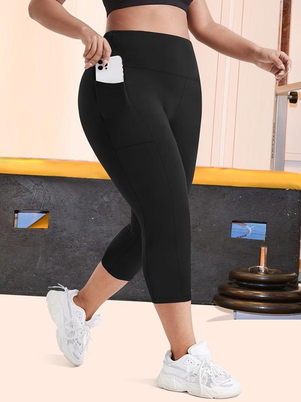  Pocket Capris Sports Leggings, Sporty High Stretch High Waist Yoga Leggings, Yoga Pants, Ladies Sportswear for Indoor Outdoor Wear, Fall Outfits 2024