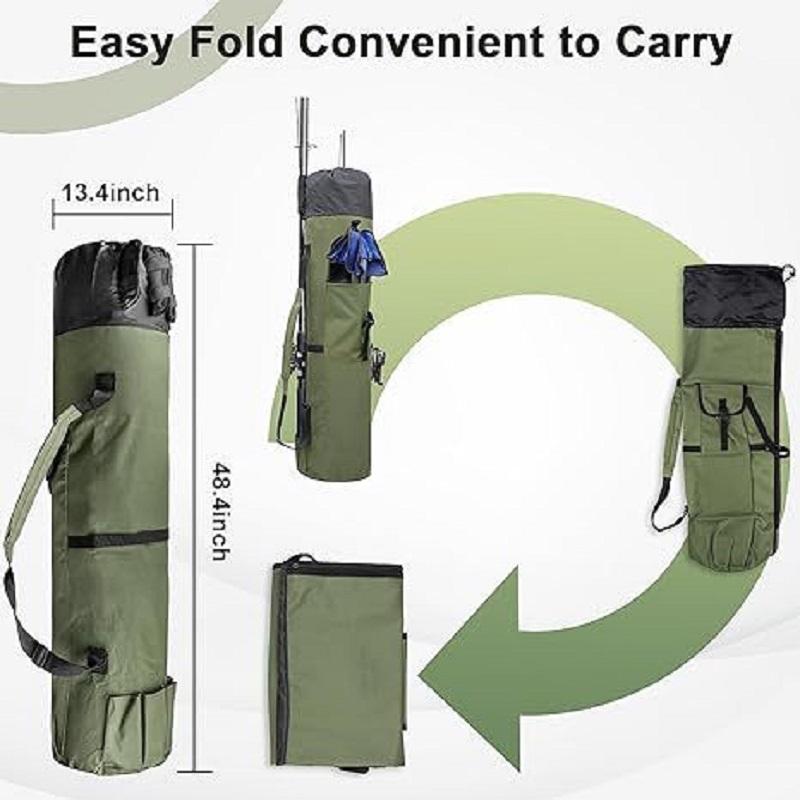 Multi-function Fishing Pole Bag,Portable Fishing Tool Organizing Bag,Outdoor Fishing Organizer Accessory,Fly Fishing,Solo Camping, Fishing Equipment