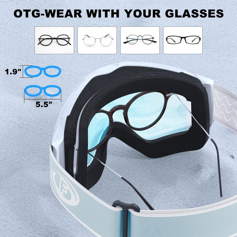 Findway Ski Goggles OTG - Over Glasses Snow Snowboard Goggles for Men, Women & Youth - 100% UV Protection