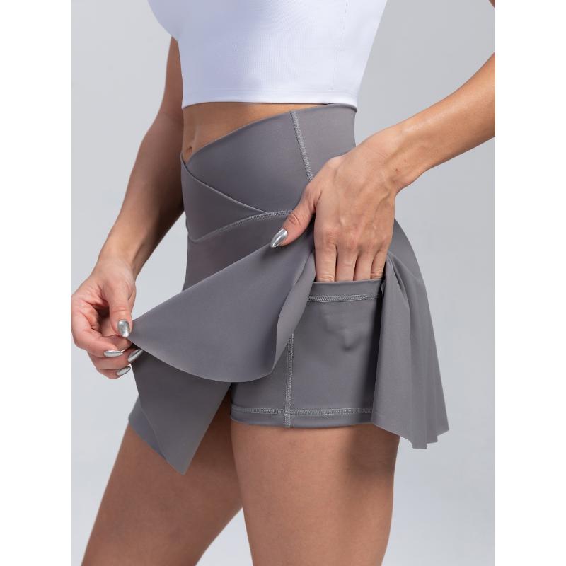 2-in-1 Quick-Dry Women's High-Waist Athletic Skirt Shorts, Tennis Skort with Pockets for Yoga Gym Running Sports Fitness Activewear