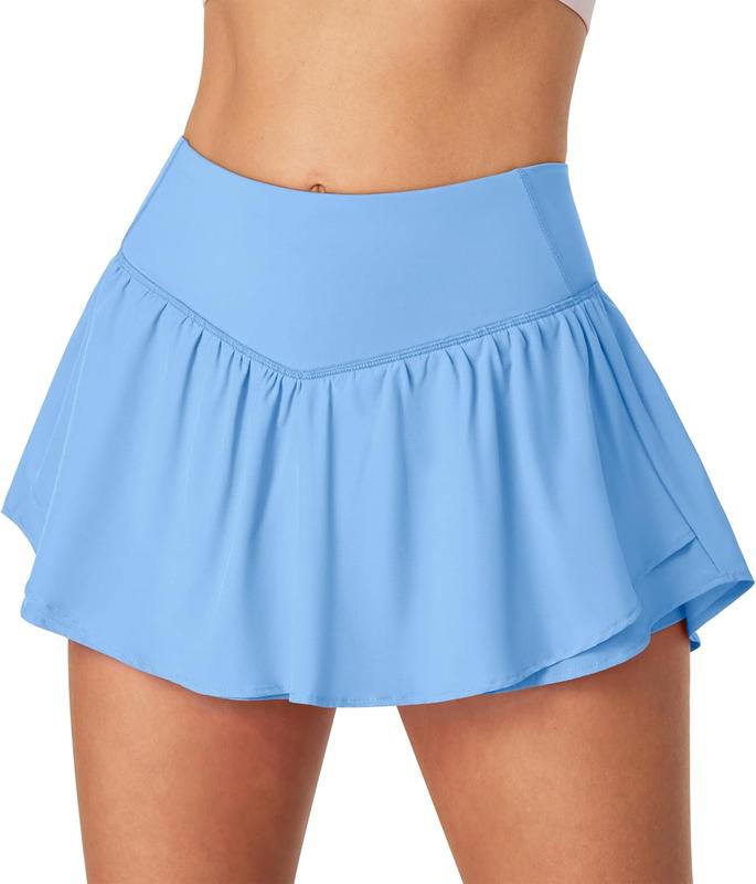 Womens Flowy Shorts with Pockets Tummy Control Athletic Shorts for Women Running Shorts Tennis Skirt Skort