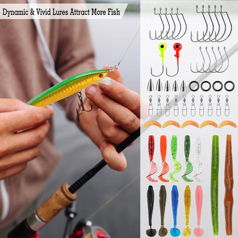 111PCS Fishing Lures Kit with Tackle Box for Bass Trout Salmon Freshwater Bait Tackle Kit