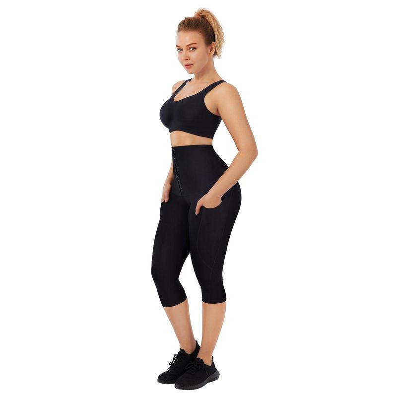 FeelinGirl Capri Leggings with Pockets for Women  Corset  Tummy Control Athletic Pants Casual Comfort Shapewear Sporty Womenswear