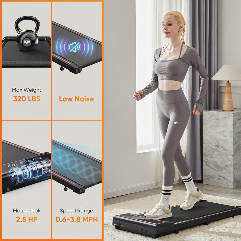 Bliss Furni Compact Armless Treadmill for Home & Office–Ultra-Slim, Quiet Walking Pad with Remote Control, Adjustable Speed, LED Display, Easy Storage, Portable & Space-Saving Design