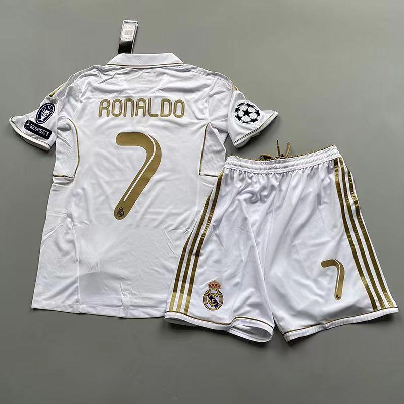 1112 Real Madrid jersey home No. 7 Phnom Penh C Luo short long-sleeved football clothes Ramos Kaka Pepe children's retro suit