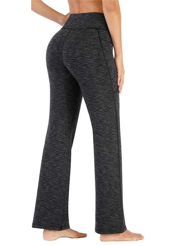 Women's Plain High Waist Pocket Flare Leg Sports Leggings, Casual Comfy High Stretch Seamless Skinny Pants for Yoga Gym, Women's Sport & Outdoor Clothing, Fall Outfits 2024