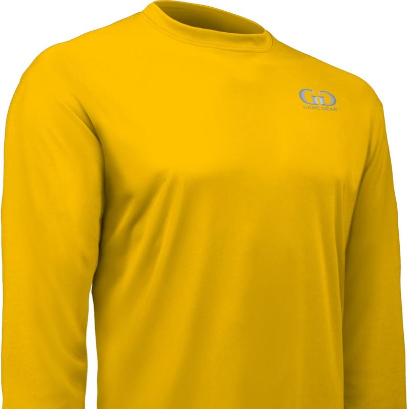 Long Sleeve Loose Fit Shirt with a solid crew neck. Polyester Fabric - Soccer Baseball Softball