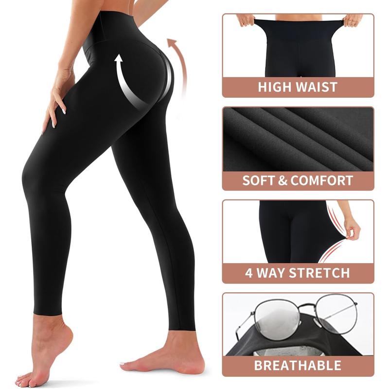 4 Pack Leggings for Women Butt Lift High Waisted Tummy Control No See-Through Yoga Pants Workout Running Leggings Bluemaple