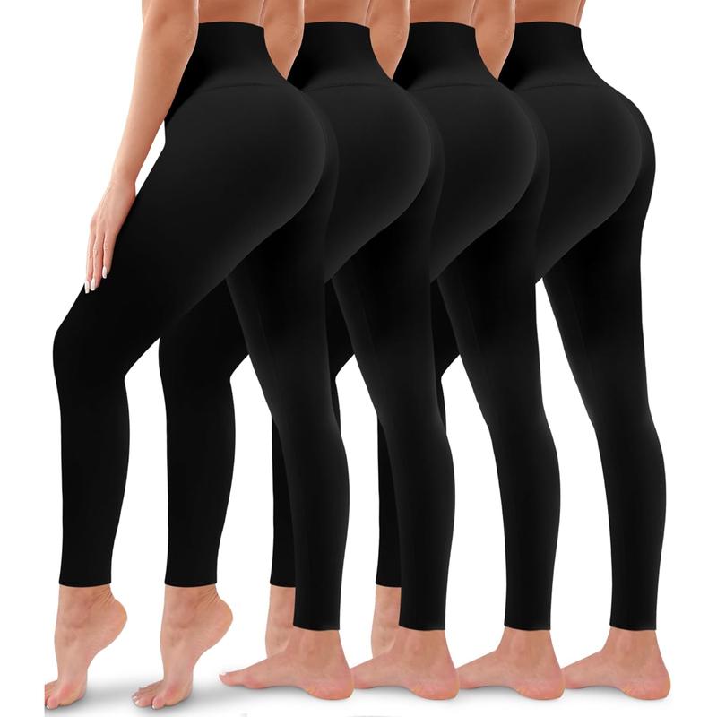 4 Pack Leggings for Women Butt Lift High Waisted Tummy Control No See-Through Yoga Pants Workout Running Leggings Bluemaple