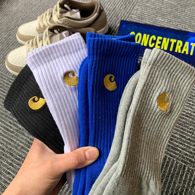 Unisex Towel Bottom Embroidered Simple Sports Socks