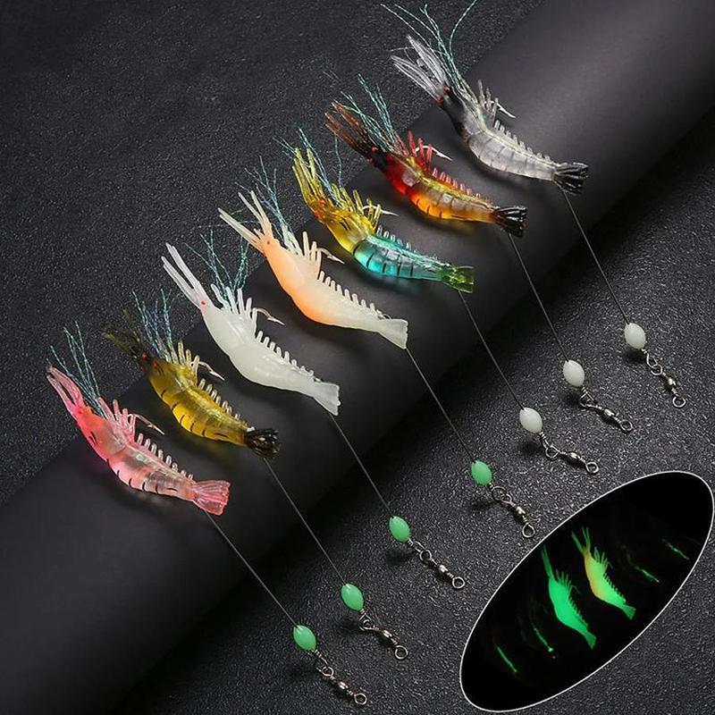 Artificial Shrimp Fishing Lure, 7 Counts set Luminous Fishing Bait, Fishing Accessories for Outdoor Fishing, Fishing Supplies, Christmas Gift