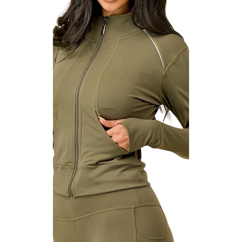 3 Piece Matching Workout Set in Khaki Green