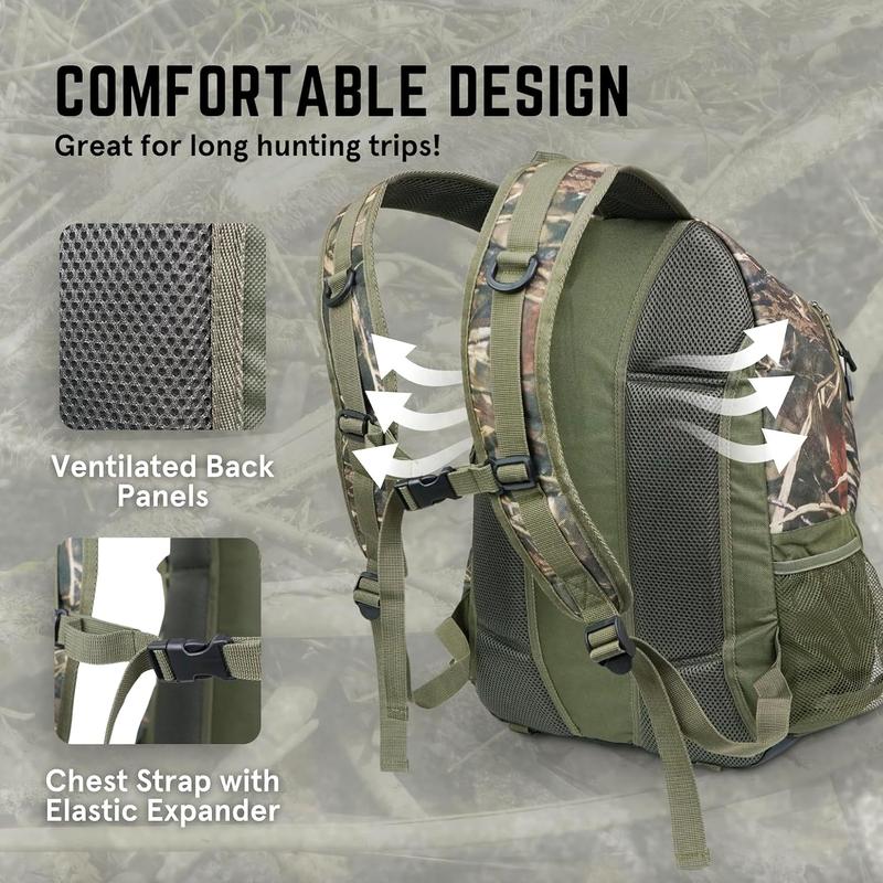 Hunting Backpack with Bow Rifle Holder, Large, Camouflage