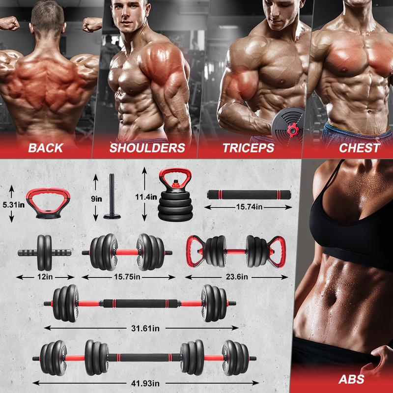 Relifesports Portable Changeable Dumbbell Set with Adjustable Weights,  5 in 1 Dumbbells Set, Fitness Exercises for Home Gym Suitable Men Women