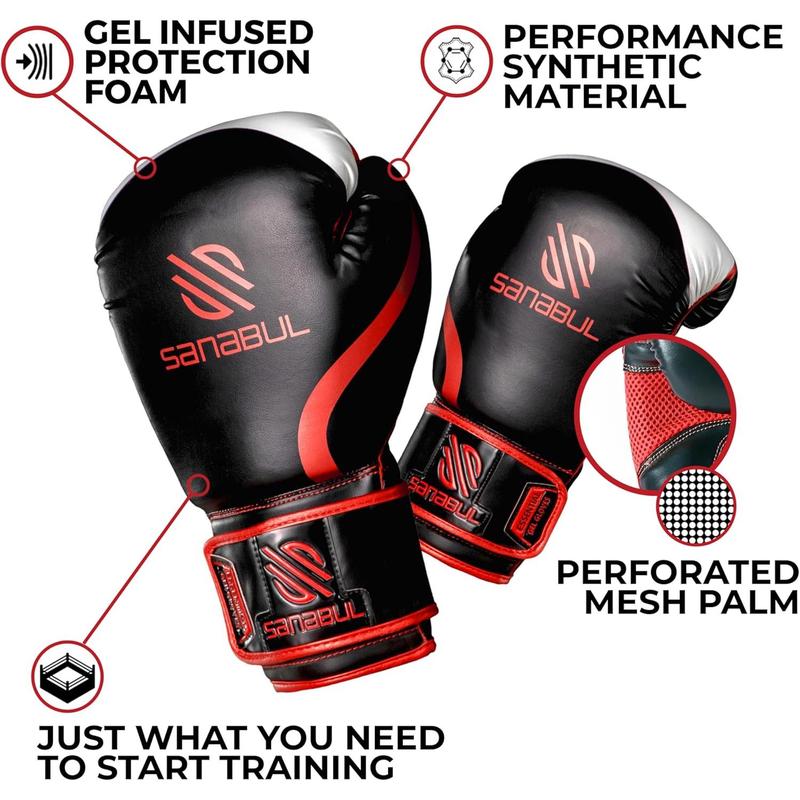 Sanabul Essential Gel Boxing Gloves Kickboxing Gloves for Men & Women Boxing Training & Sparring Gloves Muay Thai and Heavy Bag Training