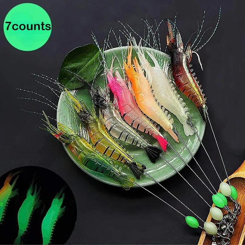 Artificial Shrimp Fishing Lure, 7 Counts set Luminous Fishing Bait, Fishing Accessories for Outdoor Fishing, Fishing Supplies, Christmas Gift