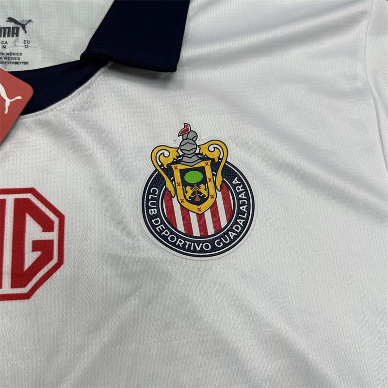 Puma 2425 Chivas CD Guadalajara Home Jersey Vintage Mexico Red and White Stripe Short Sleeve Top Football Jersey LIGAMX