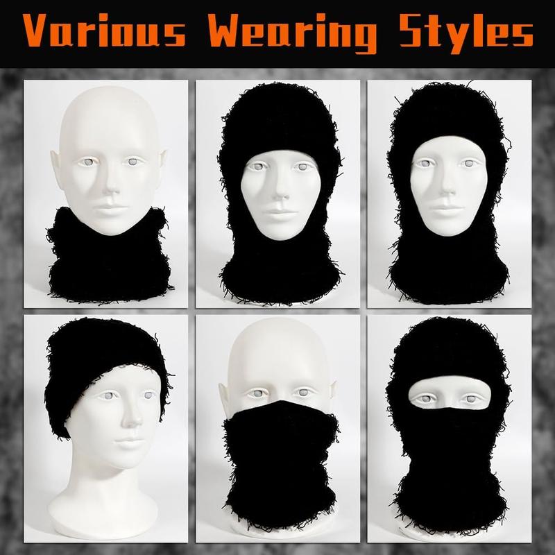 Ski Mask for Men Women Shiesty Mask Shaggy Knitted Full Face Ski Mask Windproof Neck Warmer