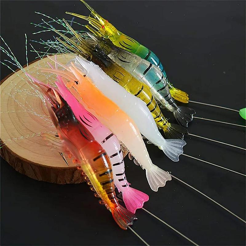 Artificial Shrimp Fishing Lure, 7 Counts set Luminous Fishing Bait, Fishing Accessories for Outdoor Fishing, Fishing Supplies, Christmas Gift