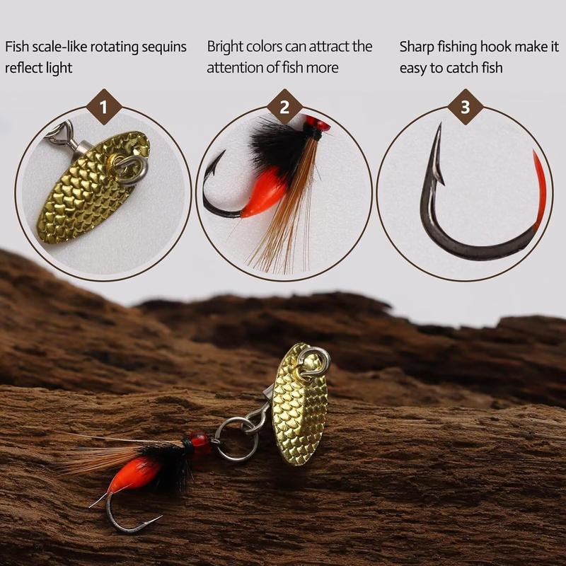 Fly Fishing Lures Fly Fishing Flies Wet Fishing Flies Fishing Lures with Fishing Spinner for Bass Sunfish, Pike