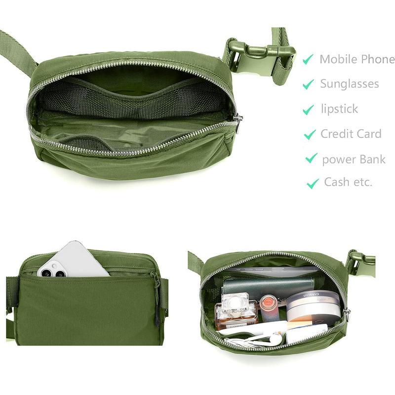 Fanny Belt Bag Waist Pack Crossbody Bags Bum Bag for Running Hiking Travel Workout Adjustable Strap for Women-green