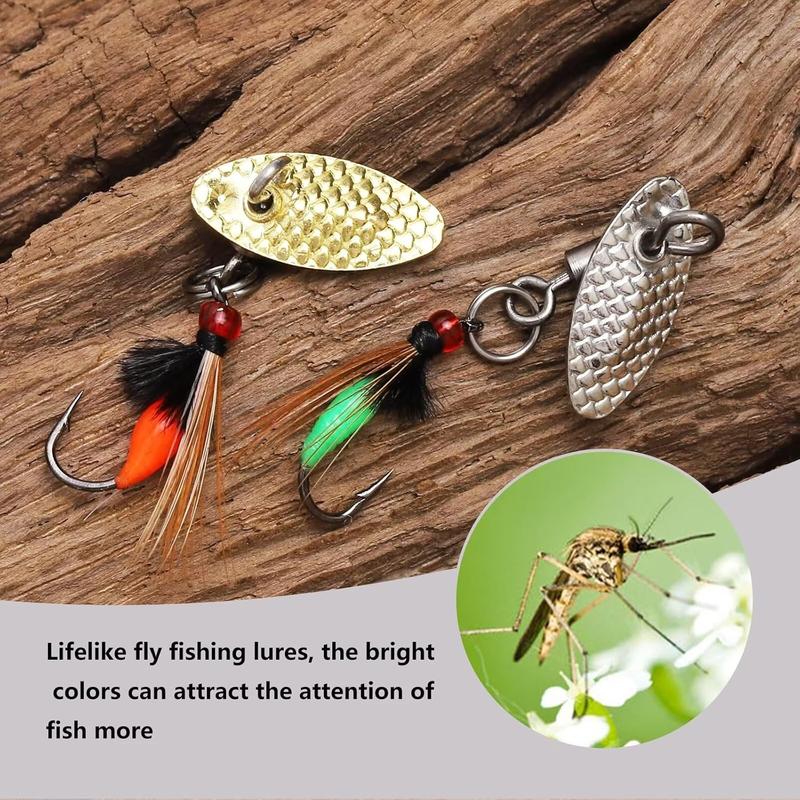 Fly Fishing Lures Fly Fishing Flies Wet Fishing Flies Fishing Lures with Fishing Spinner for Bass Sunfish, Pike