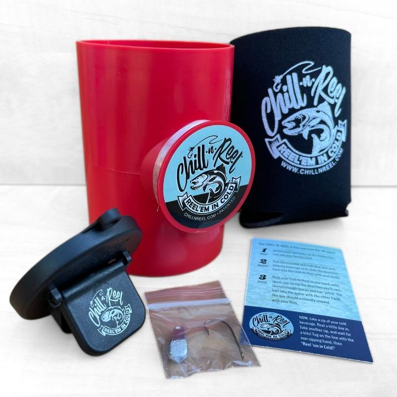 Chill-N-Reel 'MERICA Bundle: Red & Blue Fishing Coozies + 2 Redneck Fish Stickers. Fun Fishing Gadget Seen on Shark Tank. Perfect Gift for Him or Her!