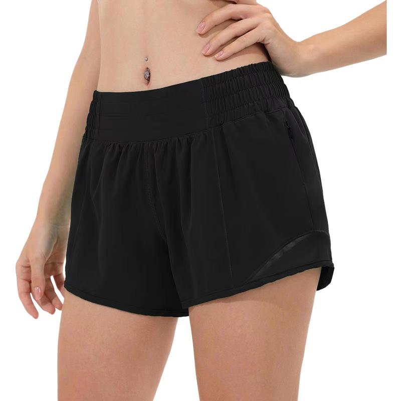 High Waisted Athletic Shorts for Women, Womens Plus Size Running Workout Shorts with Liner and Zip Pocket 4 inch