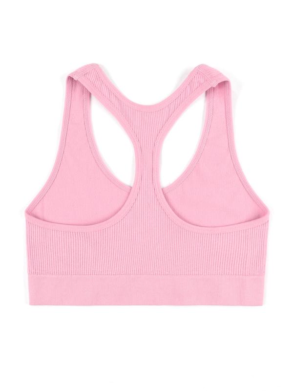 Women's Solid Wireless Push Up Bra, Breathable Comfortable Backless Sports Bra, Ladies Lingerie for Indoor Outdoor Wear