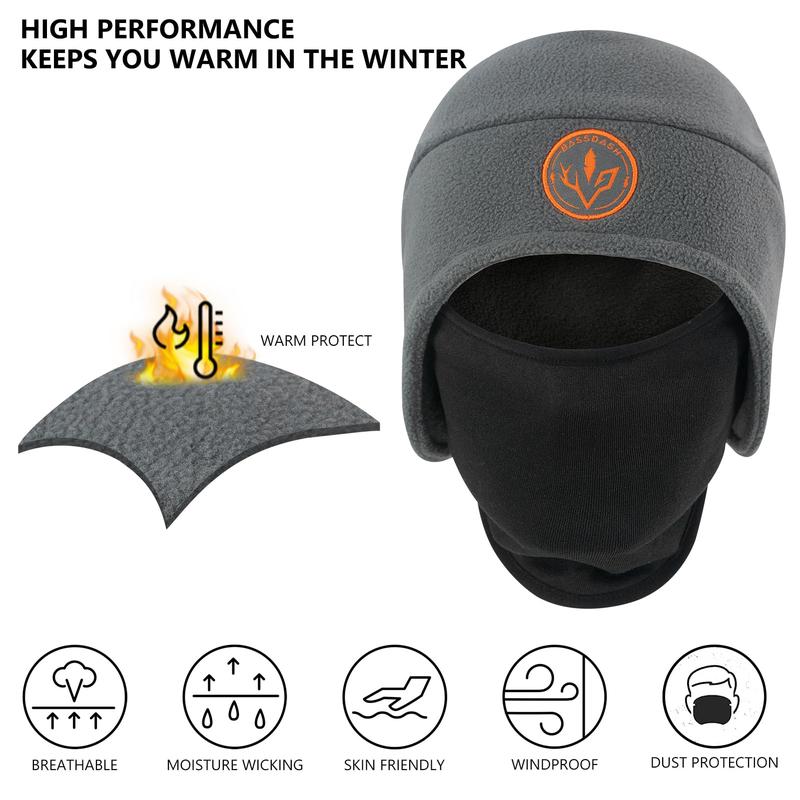 Soft Fleece 2-in-1 Hat with Ski Mask & Ear Flaps – Winter Beanie for Men & Women, Ideal for Ice Fishing, Hunting, and Cold Weather