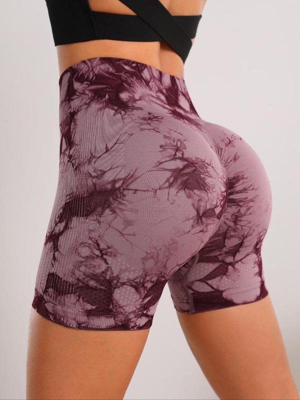 Women's Tie Dye Print High Waist Seamless Sports Tummy Control Leggings, Casual Comfy Breathable Wide Waistband Skinny Shorts Yoga Leggings for Exercises Gym Workout, Women Sport & Outdoor Clothing, Fall Outfits 2024