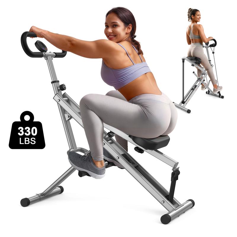 FLYBIRD Squat Machine for Home,Rodeo Core Exercise Machine,330lbs Foldable,Adjustable 4 Resistance Bands,Ride & Rowing Machine for Botty Glutes Butt Thighs,Ab Back Leg Press Hip Thrust