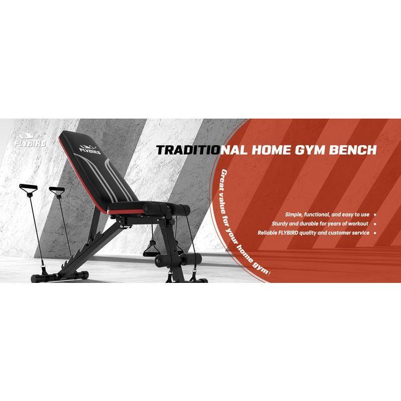 Adjustable Weight Bench Workout Bench for Home Gym, 15 Degree Decline Sit-Up, Resistance Bands No Resistance Bands