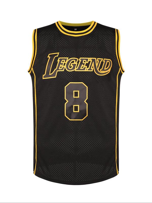 Men's Letter Embroidery Contrast Binding Basketball Vest, Casual Breathable Sleeveless Basketball Jersey for Training & Competition, Basketball Clothing for Men