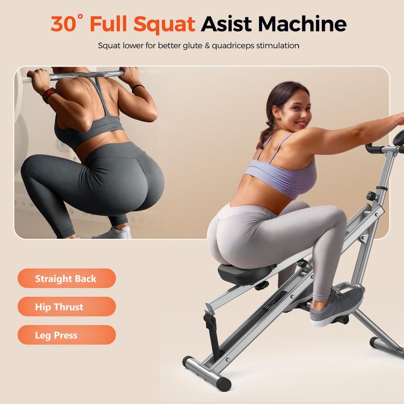 FLYBIRD Squat Machine for Home,Rodeo Core Exercise Machine,330lbs Foldable,Adjustable 4 Resistance Bands,Ride & Rowing Machine for Botty Glutes Butt Thighs,Ab Back Leg Press Hip Thrust