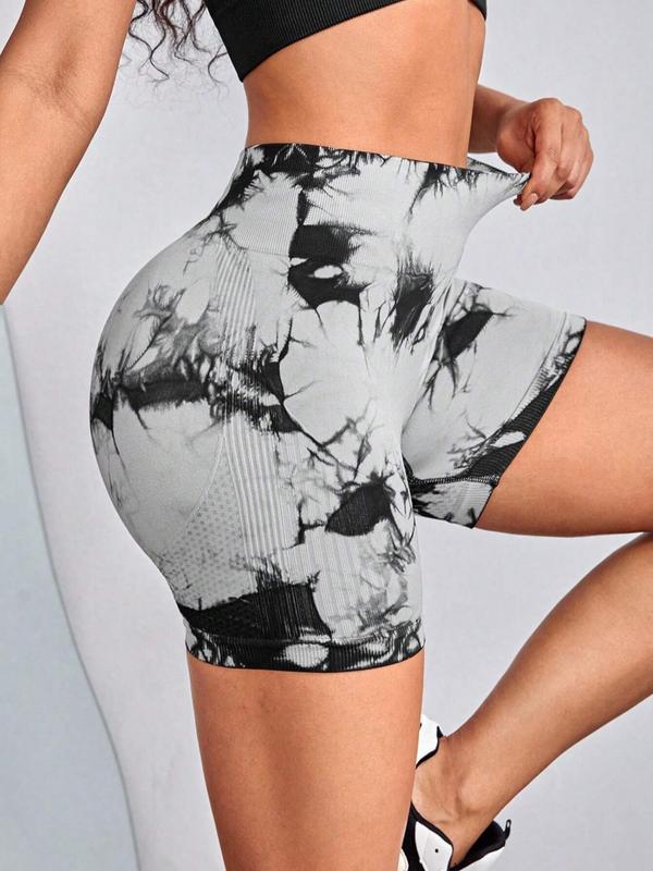 Women's Tie Dye Print High Waist Seamless Sports Tummy Control Leggings, Casual Comfy Breathable Wide Waistband Skinny Shorts Yoga Leggings for Exercises Gym Workout, Women Sport & Outdoor Clothing, Fall Outfits 2024