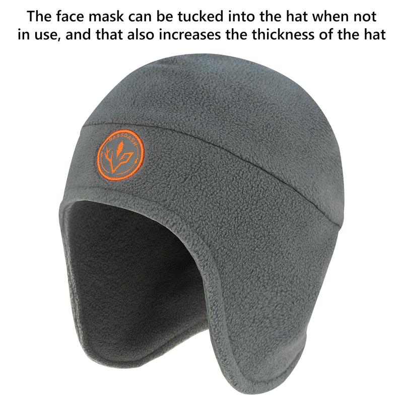 Soft Fleece 2-in-1 Hat with Ski Mask & Ear Flaps – Winter Beanie for Men & Women, Ideal for Ice Fishing, Hunting, and Cold Weather