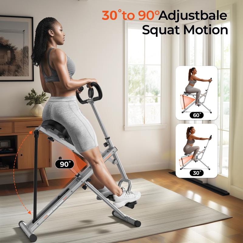 FLYBIRD Squat Machine for Home,Rodeo Core Exercise Machine,330lbs Foldable,Adjustable 4 Resistance Bands,Ride & Rowing Machine for Botty Glutes Butt Thighs,Ab Back Leg Press Hip Thrust