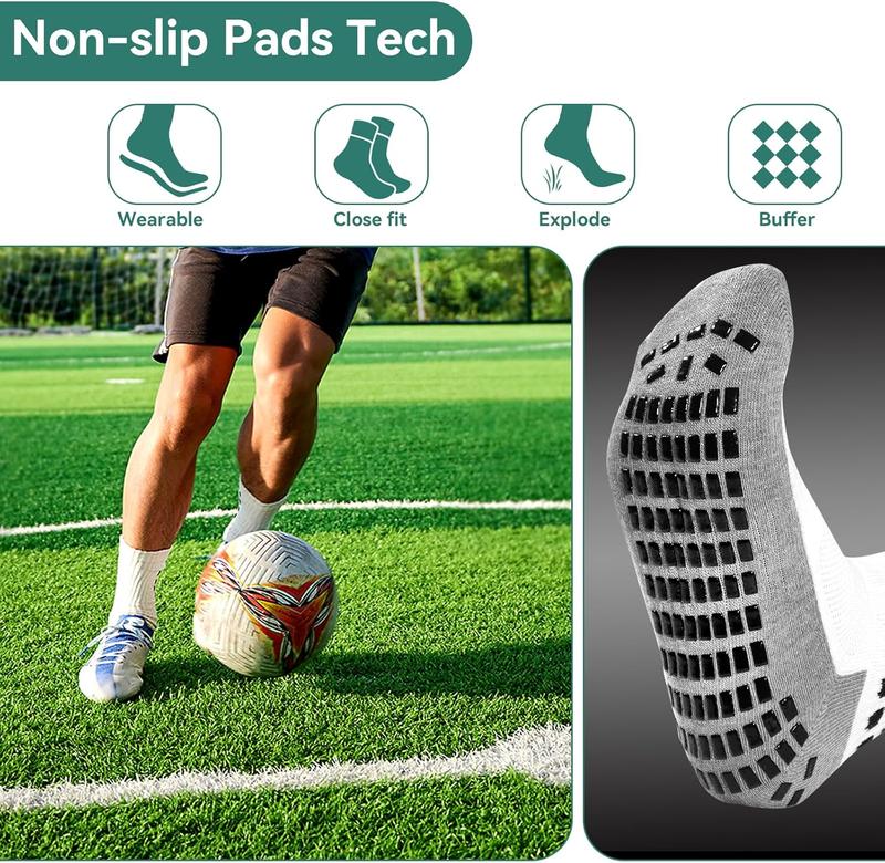 2 4 6 Pairs Men's Soccer Socks Grip Pads Non Slip Football Baseball Soccer Socks for Men Women