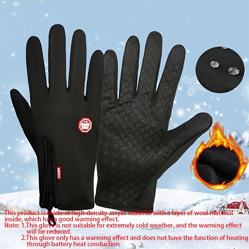 Winter Warm Gloves, 1 Pair Men's and Women's Outdoor Cycling Gloves Warm Plush Lining for Sports, Fishing, Autumn Travel, Waterproof, Windproof and Non-slip Touch Screen Gloves, Birthday Gift, Christmas Gift