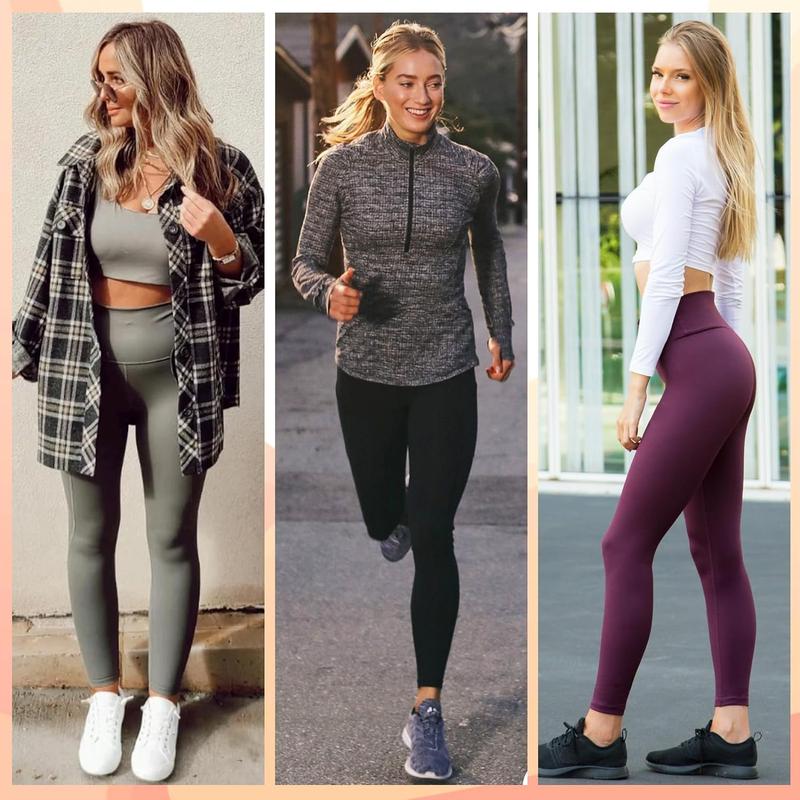 3 Pack Leggings with Pockets Soft Leggings for Women High Waisted Tummy Control No See Through Workout Yoga Pants leggings with pockets