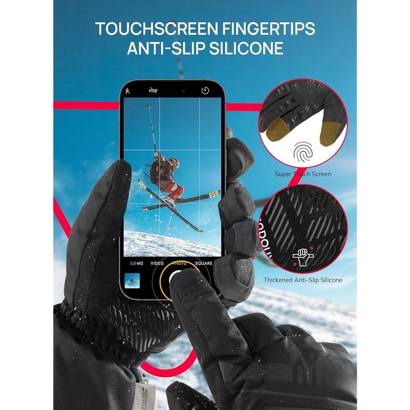 Winter Gloves Ski Waterproof: 3M Thinsulate -40 Windproof Warm Men Women Insulated Glove with Touchscreen Anti-Slip