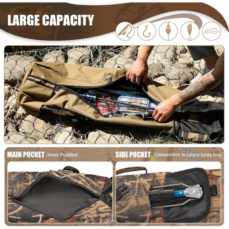 BAIGIO Fishing Rod Carrier Fishing Pole Bag Reel Organizer Case Storage Bag for Fishing Gear and Equipment and Traveling, A Fishing Gifts for Men, Family Father, Daughter and Friends