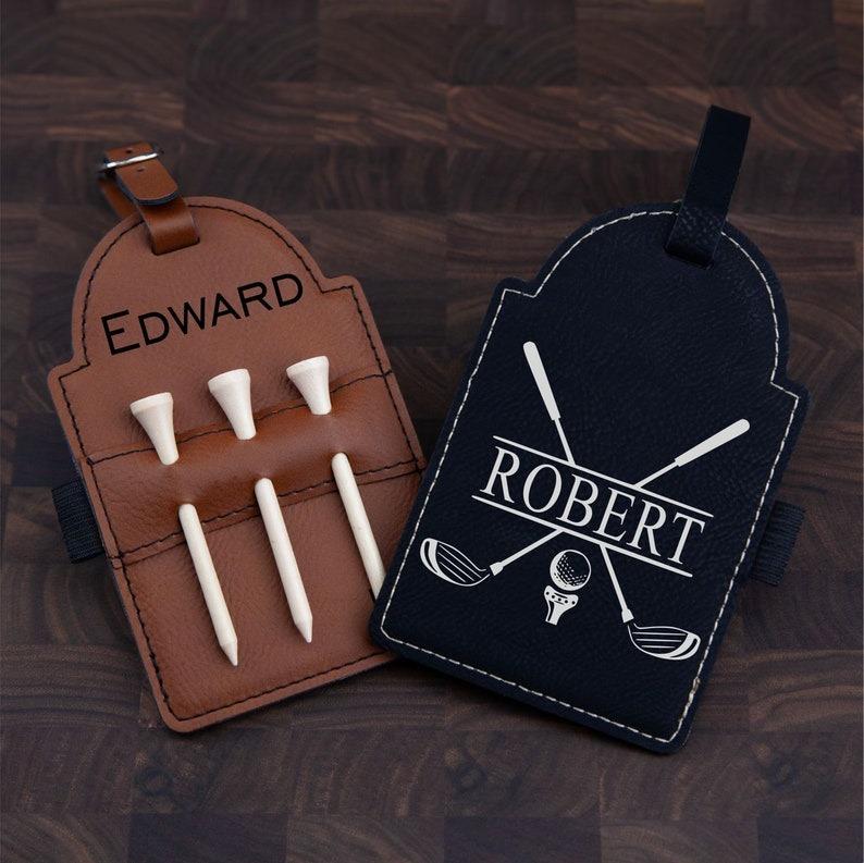 Best Dad By Par Personalized Leatherette Golf Bag Tag, Personalized Father's Day Gifts, Gifts for Dad, Golf Gifts for Men, Golf Gifts